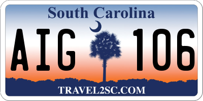 SC license plate AIG106