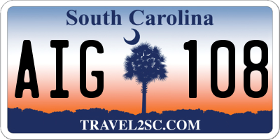 SC license plate AIG108