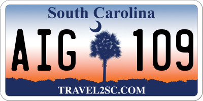 SC license plate AIG109