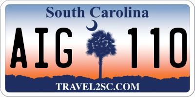 SC license plate AIG110
