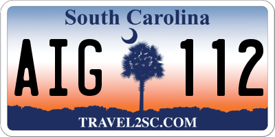 SC license plate AIG112