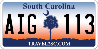 SC license plate AIG113