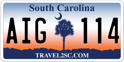 SC license plate AIG114