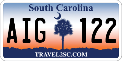 SC license plate AIG122