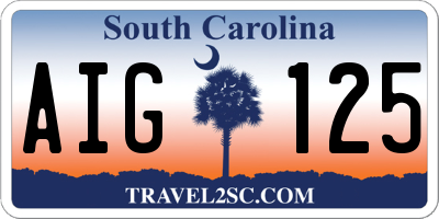 SC license plate AIG125