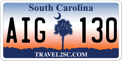 SC license plate AIG130