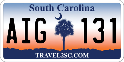 SC license plate AIG131