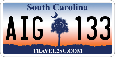 SC license plate AIG133
