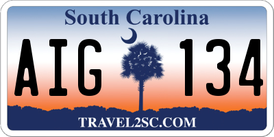 SC license plate AIG134