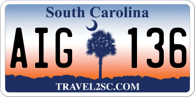 SC license plate AIG136