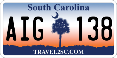 SC license plate AIG138