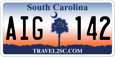 SC license plate AIG142