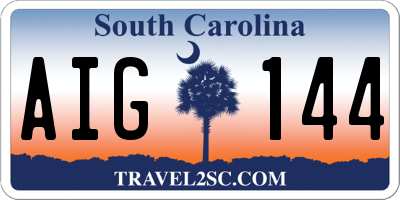 SC license plate AIG144