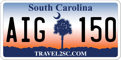 SC license plate AIG150