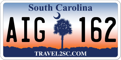 SC license plate AIG162