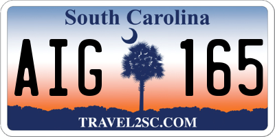 SC license plate AIG165