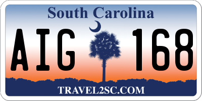 SC license plate AIG168