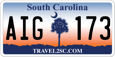 SC license plate AIG173