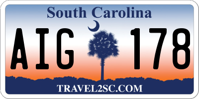 SC license plate AIG178