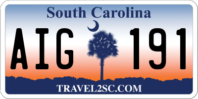 SC license plate AIG191