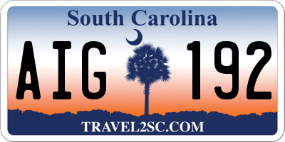 SC license plate AIG192