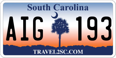 SC license plate AIG193