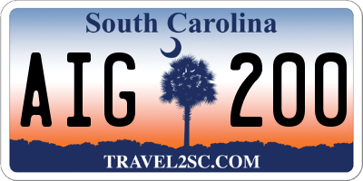 SC license plate AIG200