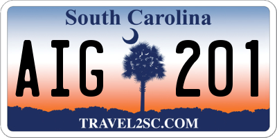 SC license plate AIG201