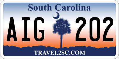 SC license plate AIG202
