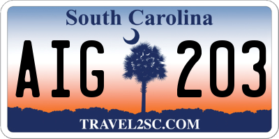 SC license plate AIG203