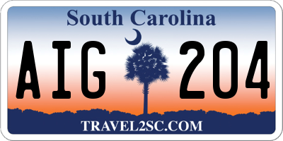SC license plate AIG204