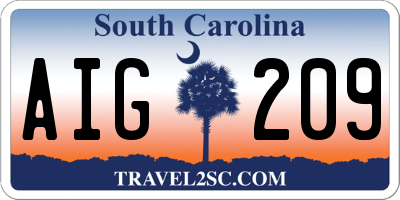 SC license plate AIG209