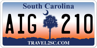 SC license plate AIG210