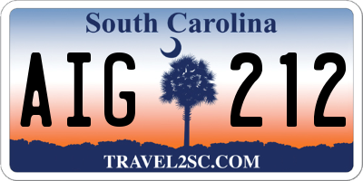 SC license plate AIG212