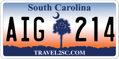 SC license plate AIG214