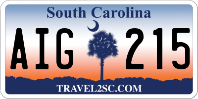 SC license plate AIG215