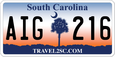 SC license plate AIG216