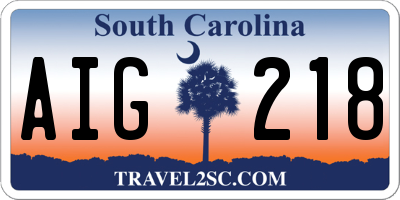 SC license plate AIG218