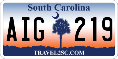 SC license plate AIG219