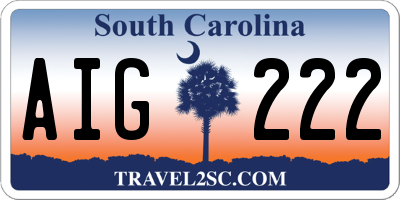 SC license plate AIG222