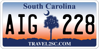 SC license plate AIG228