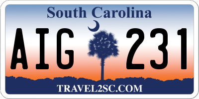 SC license plate AIG231