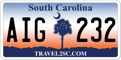 SC license plate AIG232