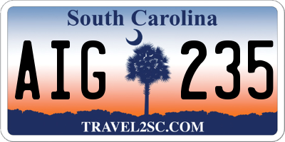 SC license plate AIG235