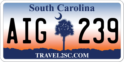 SC license plate AIG239