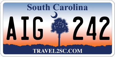 SC license plate AIG242