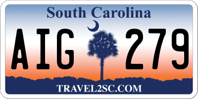 SC license plate AIG279