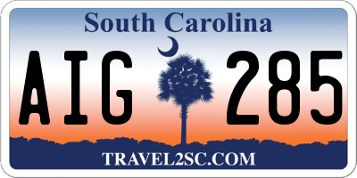 SC license plate AIG285