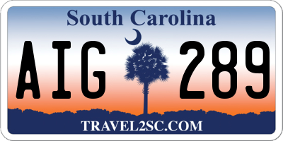 SC license plate AIG289