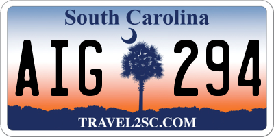 SC license plate AIG294